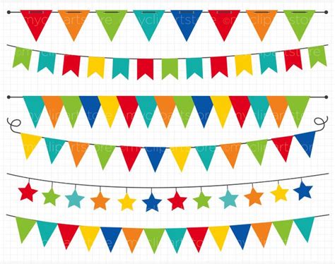 Clip Art Bunting Flag Banners In Primary Colors Myclipartstore
