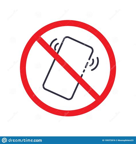 No Smartphone Icon Thin Line Mobile Phone With Prohibition Symbol