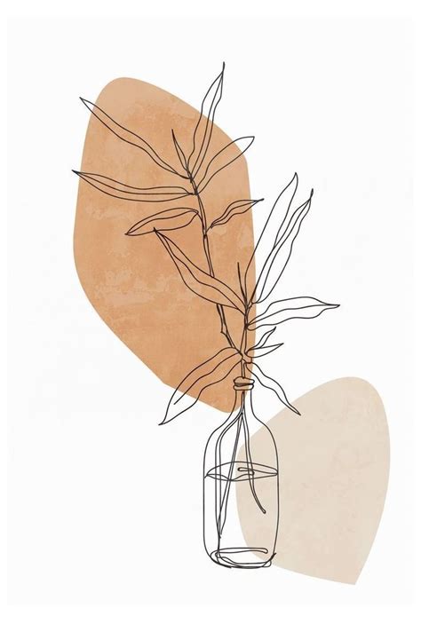Modern Minimalist Line Drawing Plant Print Botanical Poster