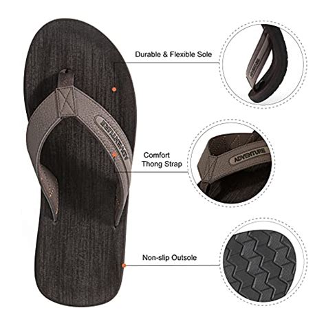 Faslie Mens Sport Flip Flops Outdoor Thongs Sandals With Footbed Comfort Beach Slippers For