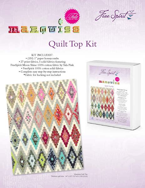 Marquise Pre Cut English Paper Piecing Quilt Top Kit By Tula Pink For Free Spirit Skukittpms