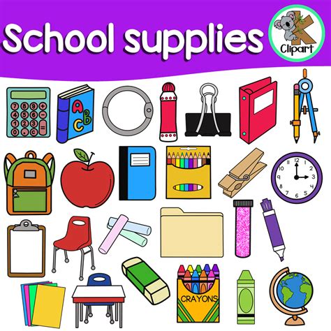 School Supplies Clipart Pack By K Clipart Made By Teachers