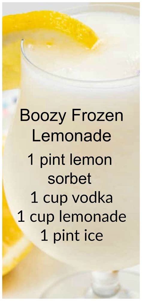 Boozy Frozen Lemonade With Vodka Recipe Alcohol Drink Recipes