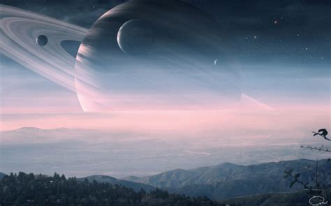 Landscapes Planets Saturn Digital Art Science Fiction Wallpapers
