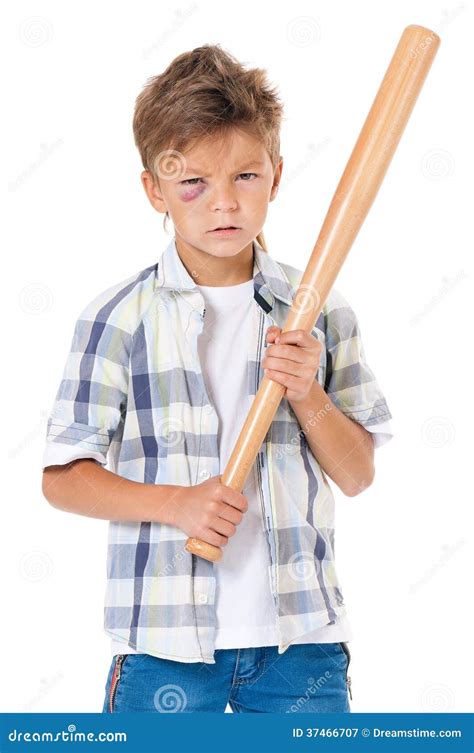 Boy With Baseball Bat Stock Image Image Of Portrait 37466707