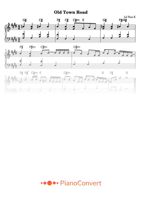 Old Town Road Easy Piano Sheet Music In Pdf La Touche Musicale