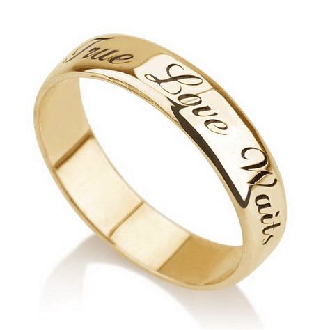Personalized Purity Ring Engraved Promise Ring Couples Ring 14k Yellow Gold 7  With