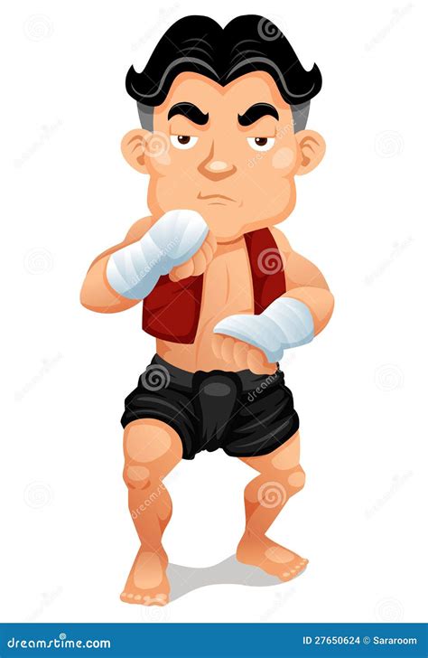 Thai Boxing Pose Muay Thai Cartoon Vector 87049113