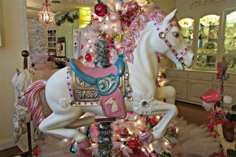 Pennys Vintage Home Carousel Horse Christmas Tree Pink