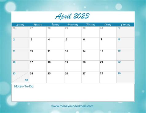 Free April Calendar Printable Templates For 2023 And 2024 Money Minded Mom