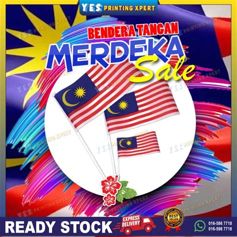 Ready Stock Bendera Tangan Malaysia Polyester Bendera Tangan Hand