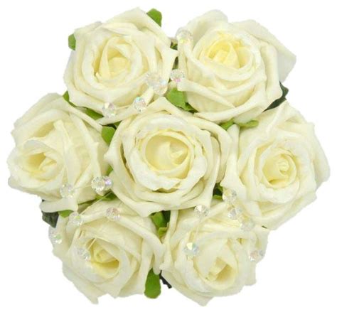 Ivory Foam Rose And Crystal Spray Wedding Posy Bouquet Sarahs Flowers