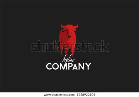 Logo Standing Bull Red Shadow Stock Vector Royalty Free 1958922106