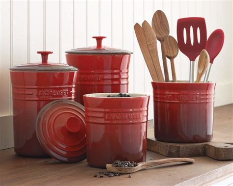 Ceramic Canister Sets For Kitchen Red Set Of 2 Distressed Red And Black