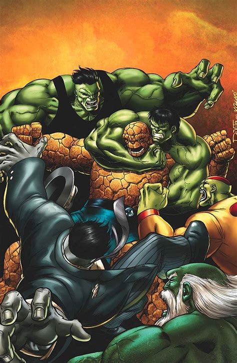 Fantastic Four 25 26 Thing Vs Hulk Round Two Avengers Painting