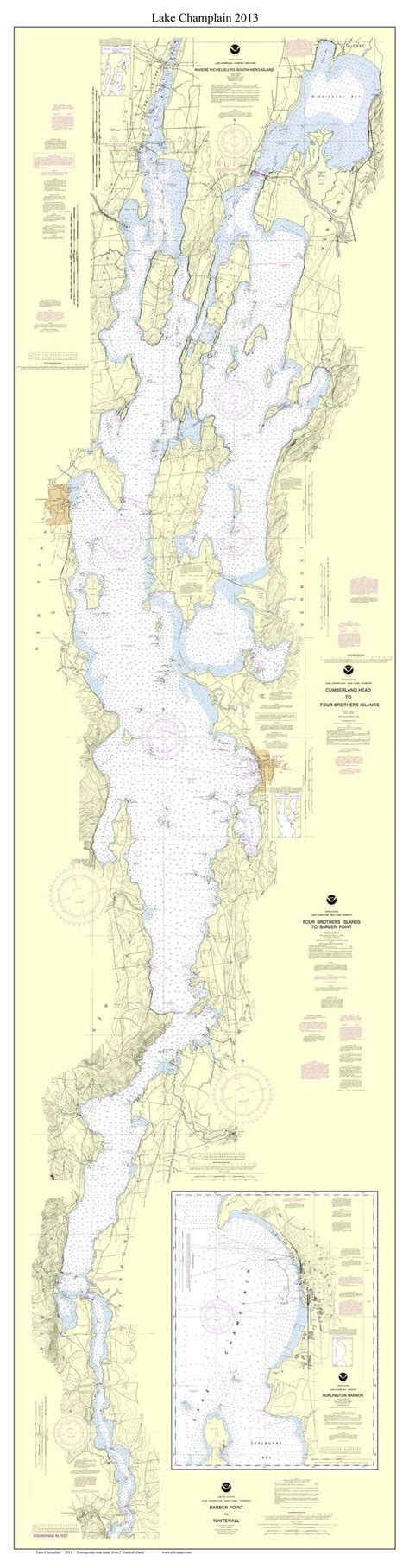 Lake Champlain Custom Nautical Chart OLD MAPS