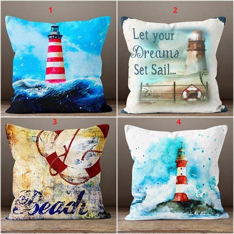Lighthouse Pillow Cases Nautical Outdoor Pillow Sham Etsy In 2022