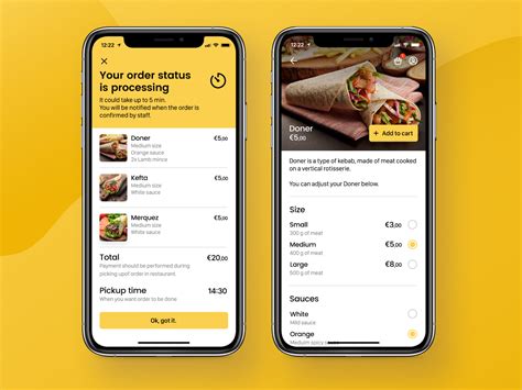Food Ordering App Order Summary And Product Screens Food Ordering