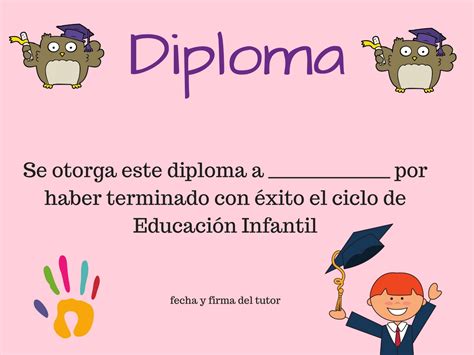 Colección De Diplomas Infantiles Para Fin De Curso Editar E Imprimir