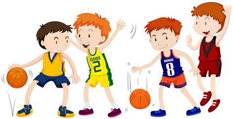 Cartoon Boy Playing Basketball