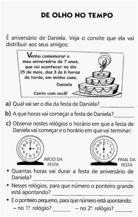 Atividade De Medidas De Tempo 2 Ano