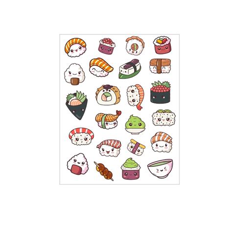 Kawaii Sushi Sticker Sheets Planner Stickers Etsy