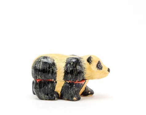 Vintage Panda Bear Trinket Box Chinese Straw Art Jewelry Box Etsy