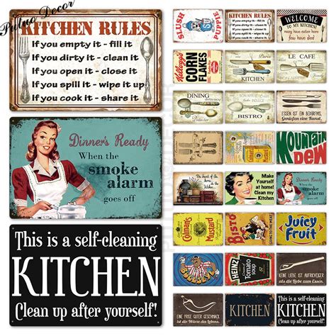 Kitchen Metal Sign Plaque Metal Vintage Tin Sign Retro Kitchen Signs
