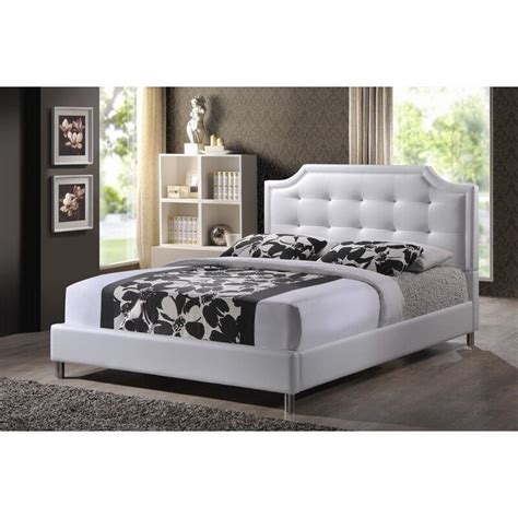 Vino Transitional White Faux Leather Upholstered Queen Size Bed Hanaposy