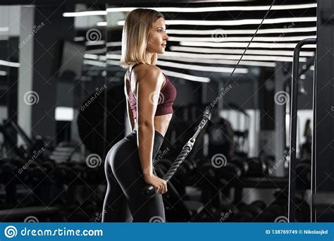 Athletic Girl Workout In Gym Fitness Woman Doing Exercise Stock Image