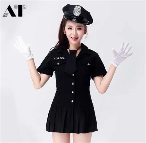 Women Sexy Police Officer Cosplay Costume Halloween Policewoman Cop Fancy Dress Uniform On