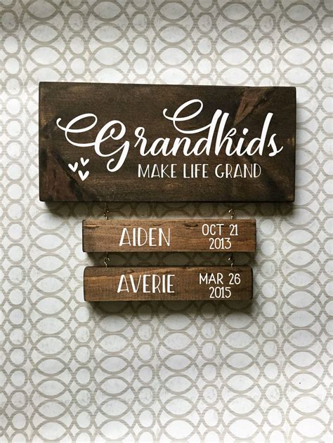 Painted Grandkids Sign With Grandkids Names And Birth Dates Etsy
