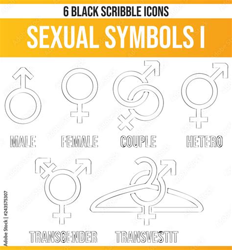 Scribble Black Icon Set Sexual Symbols I Stock Vector Adobe Stock