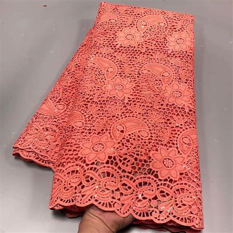 African Lace Fabrics 2022 High Quality Cord Lace With Sequins Fashion Nigerian Guipure Lace