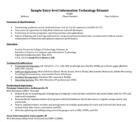 information technology resume templates