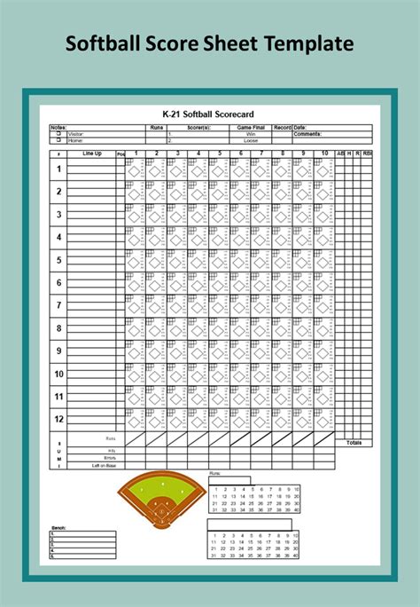 Softball Score Sheet Template