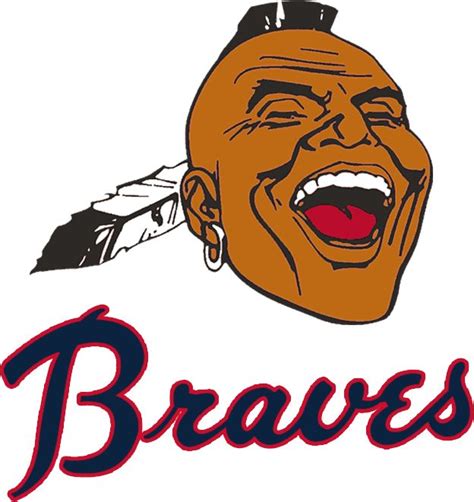 The Braves Logo Is Shown With An Angry Mans Face And Feathers On His Head
