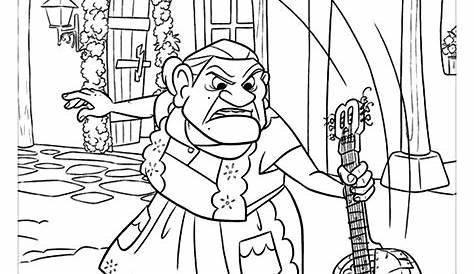 Coco Coloring Pages Grandma and Guitar - Free Printable Coloring Pages