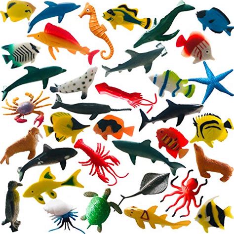 Ucok Ocean Sea Animal 36 Pack Assorted Mini Vinyl Plastic Animal Toy