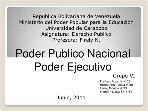 Presentacion Del Poder Publico Nacional