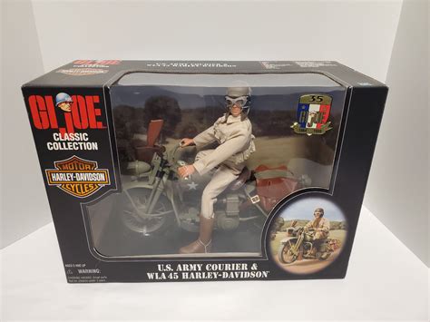 Gi Joe Harley Davidson Motorcycle Us Army Courier And Wla 45 Hasbro 12 Inch New Ebay