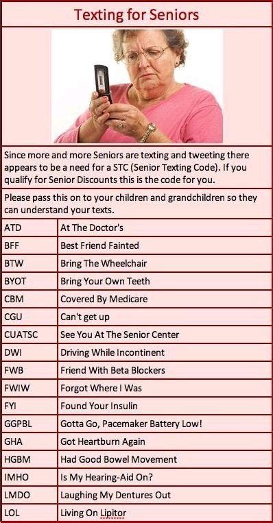 Humorous Texting Codes For Seniors Funny Texts Humor Funny Quotes