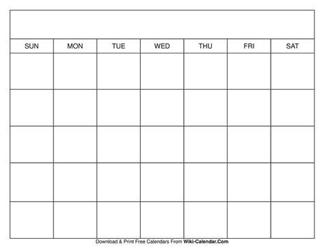 Printable Blank Calendar Templates Wiki Calendar Printable Blank