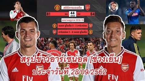 ชนะ 2 ( 20.00% ), เสมอ 3 ( 30.00% ), แพ้ 5 ( 50.00% ). สรุปข่าวอาร์เซน่อลช่วงเย็น 28/09/2562, ตามคาด ชาก้า ...