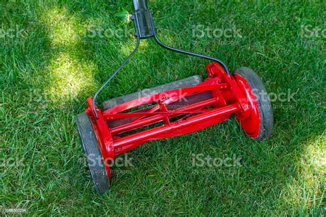 Close Up View Of A Reel Lawnmower After The Restoration Process Was