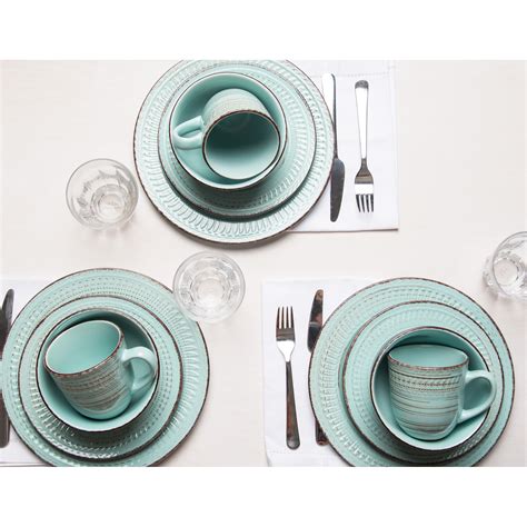 Piece Cosenza Aqua Dinnerware Set Taf Furniture