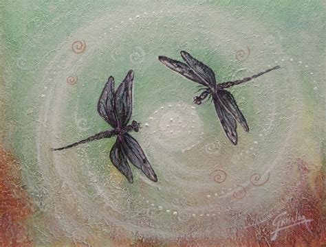 Dragonflies Moon Dance Original Painting By Griselda By Gristello