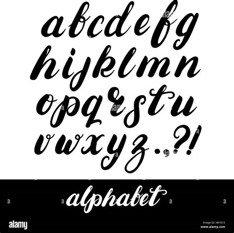 Hand Written Brush Alphabet Modern Brushed Lettering Black Letters