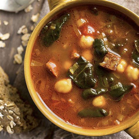 Chickpea Chorizo And Spinach Soup Recipe Eatingwell