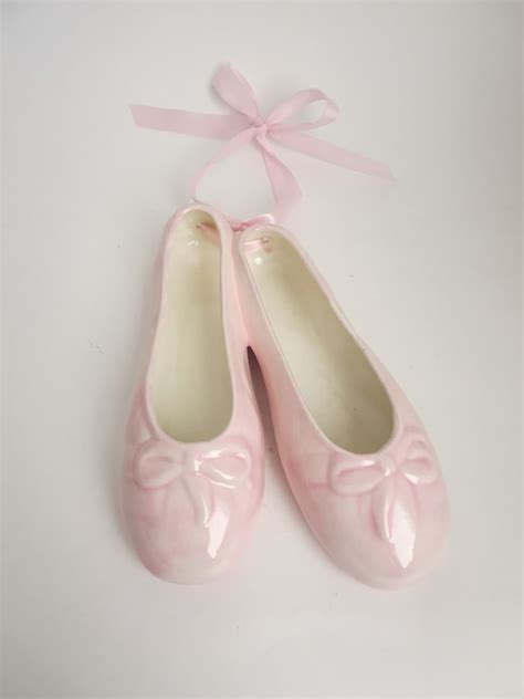 pink ceramic ballet slippers wall hanging pink ballerina